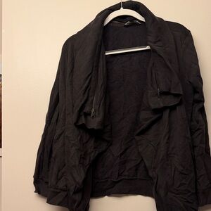 All Saints Women's Dark Gray Black Zipper Collar Jacket